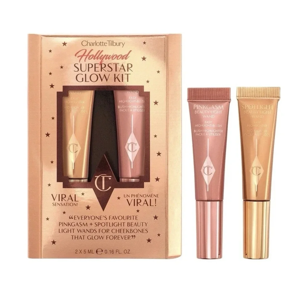 Charlotte Tilbury Mini Hollywood Superstar Beauty Highlighter Wand Duo Set BNIB